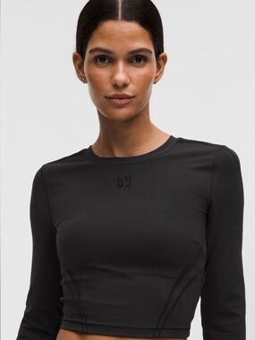 Lululemon Wunder Train Cropped Long Sleeve Top Black Size 8 NWT